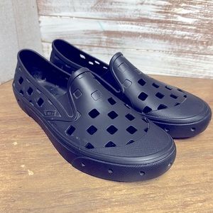 Vans slip on trek perforated rubbed black flats, NEW, soft rubber slip on.